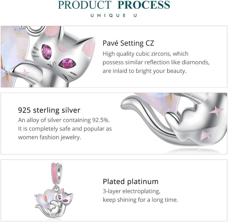 VOROCO Store Charm 925 Sterling Silver Bracelet Necklace Pendant Bead Charms Jewelry Gift for Women Mother Daughter Grandma Family Friends - Image 5